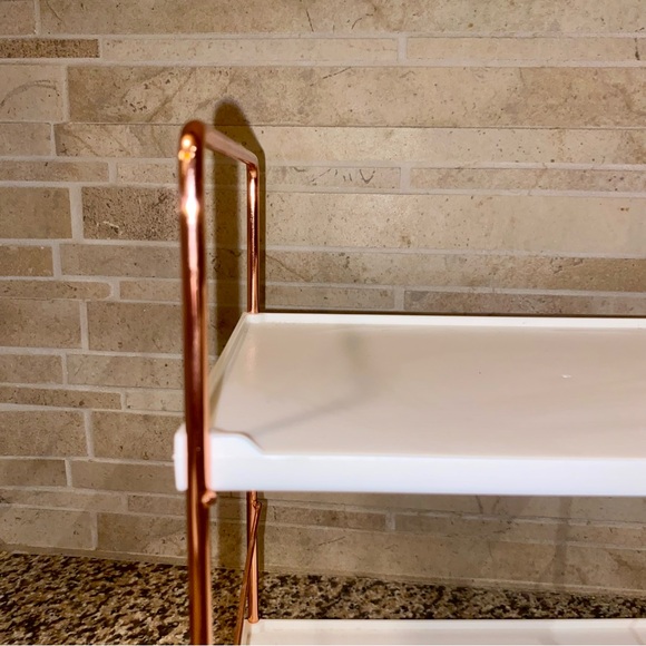 Desktop Cosmetics Storage Rack Rose Gold 2 Layers Bathroom Makeup Organizer - Picture 15 of 16
